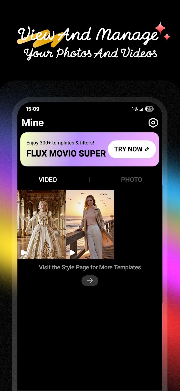 Flux Movio library: view and manage your photos and videos